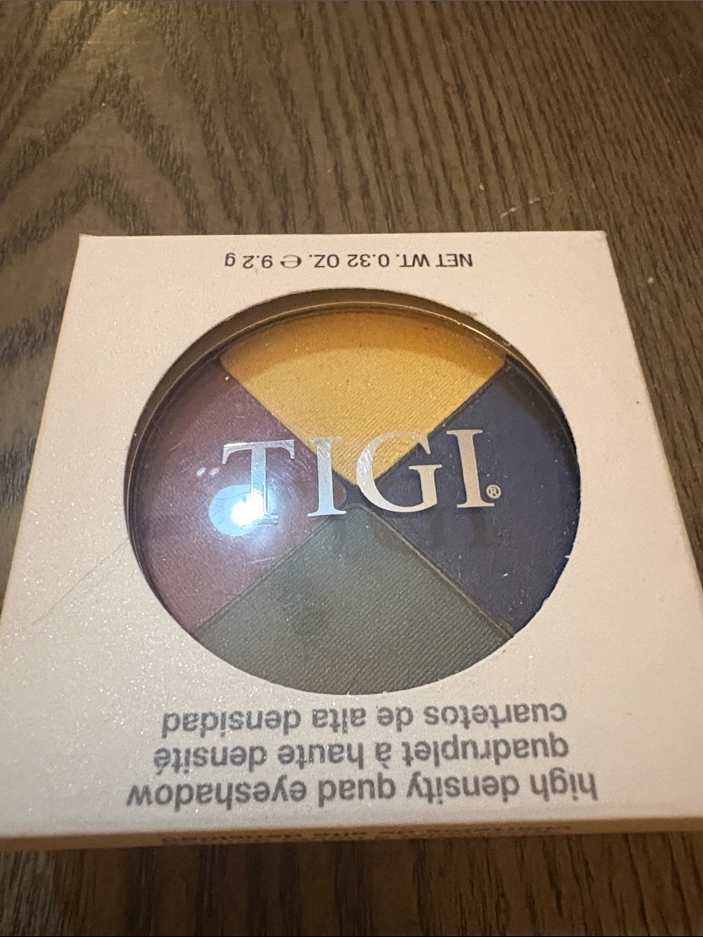 TIGI Quad Eyeshadow Palette — Yellow, Navy Blue, Olive Green, Burgundy